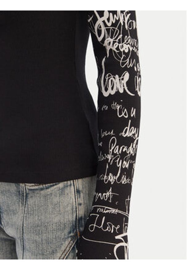 Desigual Bluzka 26SWTK18 Czarny Slim Fit. Kolor: czarny. Materiał: bawełna