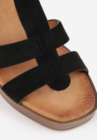 Born2be - Czarne Sandały VICES na Platformie i Obcasie z Dwoma Paskami Noemala. Okazja: na co dzień. Zapięcie: pasek. Kolor: czarny. Materiał: jeans. Wzór: ażurowy. Obcas: na obcasie. Styl: casual, elegancki, klasyczny. Wysokość obcasa: średni #6