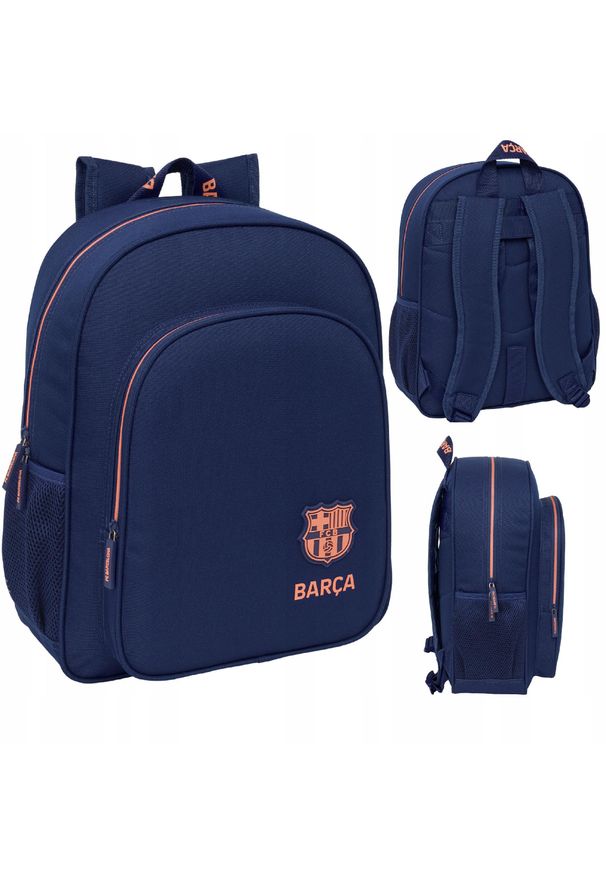 Safta - Plecak szkolny młodzieżowy granatowy dla chłopca sportowy FC Barcelona. Kolor: niebieski. Styl: młodzieżowy, sportowy