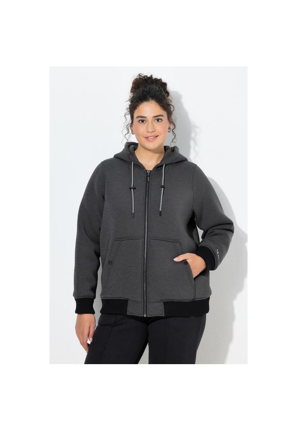 ULLA POPKEN - Damskie Kurtka softshell hydrofobowa podszewka pikowana kaptur. Kolekcja: plus size. Kolor: czarny. Materiał: poliester, materiał, elastan