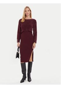 Morgan Sukienka dzianinowa 242-RMONA Bordowy Slim Fit. Kolor: czerwony. Materiał: syntetyk #7