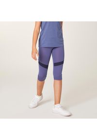 DOMYOS - Legginsy dziecięce Domyos S500 krótkie. Stan: podwyższony. Kolor: niebieski. Materiał: poliester, materiał, elastan. Długość: krótkie #1