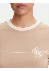 Guess T-Shirt V5YI01 J1314 Beżowy Regular Fit. Kolor: beżowy. Materiał: bawełna