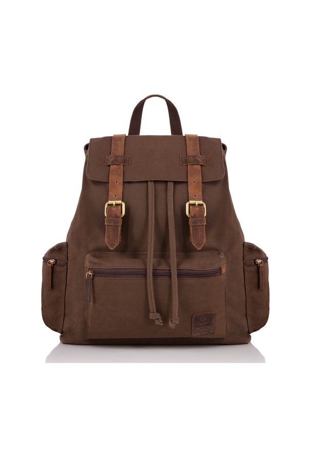 Plecak męski brązowy PAOLO PERUZZI T-24-BR. Kolor: brązowy. Materiał: materiał. Styl: vintage