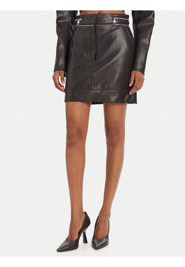 Karl Lagerfeld - KARL LAGERFELD Spódnica z imitacji skóry A3W12014 Czarny Regular Fit. Kolor: czarny. Materiał: skóra