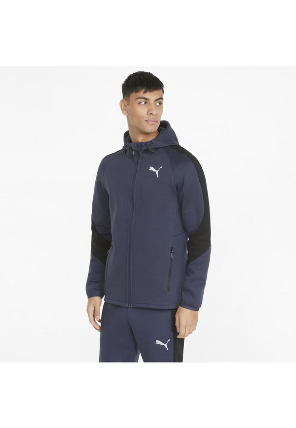 Bluza dresowa męska Puma EVOSTRIPE. Kolor: niebieski. Materiał: dresówka