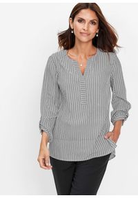 bonprix - Tunika. Typ kołnierza: dekolt w serek. Kolor: czarny. Długość rękawa: długi rękaw. Długość: długie. Styl: elegancki #1