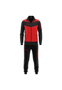 Dres piłkarski dla dorosłych Givova Luxury Visa czarno-czerwony. Kolor: czarny, czerwony, wielokolorowy. Materiał: dresówka. Sport: piłka nożna