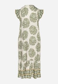 Born2be - Zielona Koszulowa Sukienka z Wiskozą i Geometrycznym Wzorem Siledia. Okazja: na co dzień. Typ kołnierza: kołnierz z falbankami. Kolor: zielony. Materiał: wiskoza. Wzór: geometria. Typ sukienki: koszulowe. Styl: casual, elegancki #7