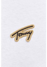 Tommy Jeans t-shirt bawełniany kolor biały z aplikacją. Kolor: biały. Materiał: bawełna. Długość rękawa: krótki rękaw. Długość: krótkie. Wzór: aplikacja. Styl: klasyczny #3