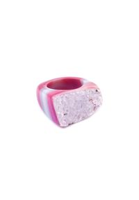 Brazi Druse Jewelry - Pierścionek Agat Druza Róż rozmiar 15. Kolor: różowy. Kamień szlachetny: agat