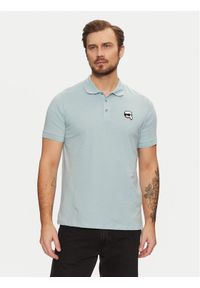 Karl Lagerfeld - KARL LAGERFELD Polo 745710 551224 Błękitny Regular Fit. Typ kołnierza: polo. Kolor: niebieski. Materiał: bawełna