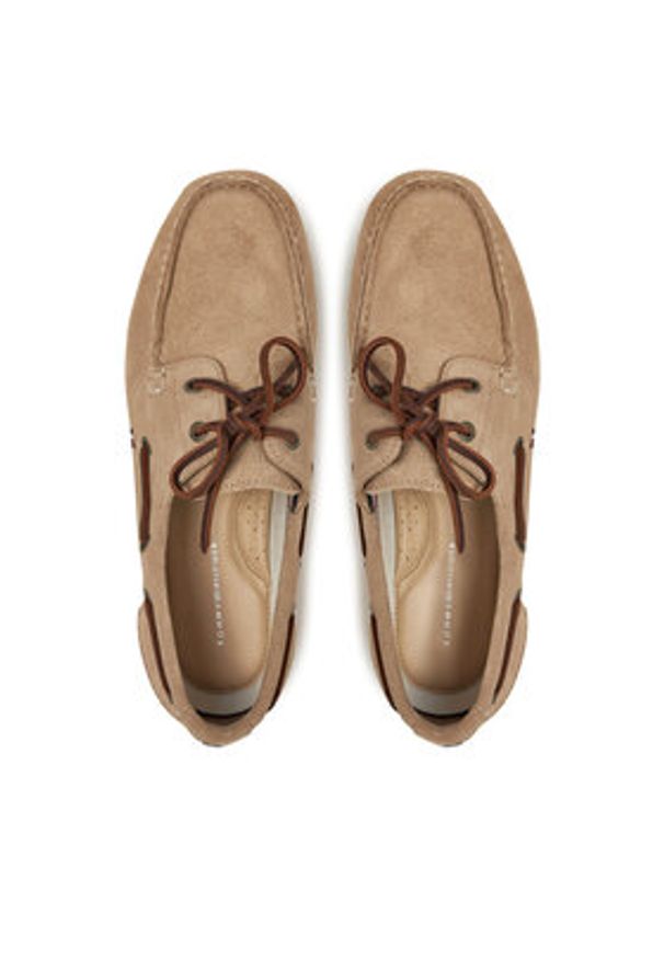 TOMMY HILFIGER - Tommy Hilfiger Półbuty Th Boat Shoe Core Suede FM0FM05387 Beżowy. Kolor: beżowy. Materiał: zamsz, skóra