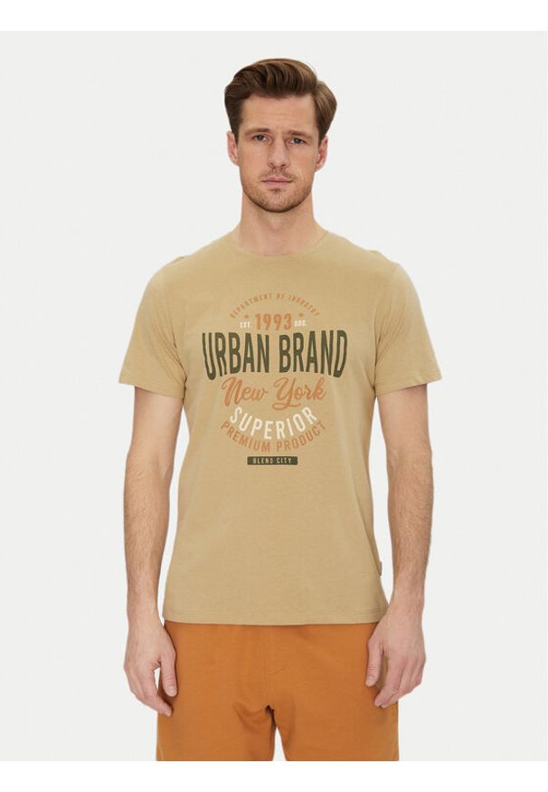 Blend T-Shirt 20717759 Beżowy Regular Fit. Kolor: beżowy. Materiał: bawełna
