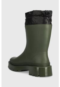 Hugo - HUGO kalosze Jin damskie kolor zielony 50503847. Nosek buta: okrągły. Kolor: zielony. Materiał: guma. Szerokość cholewki: normalna #4