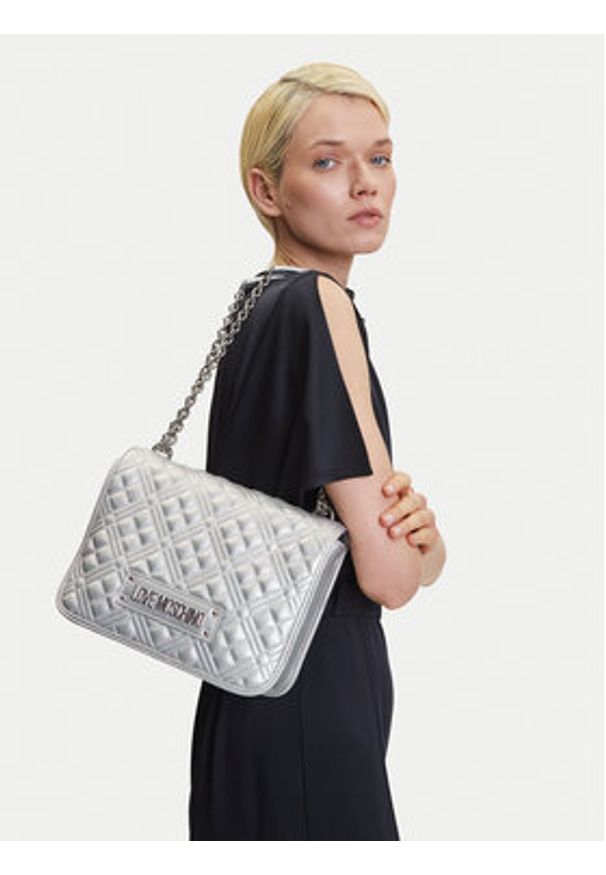 Love Moschino - LOVE MOSCHINO Torebka JC4000PP1MLA196B Srebrny. Kolor: srebrny. Materiał: skórzane