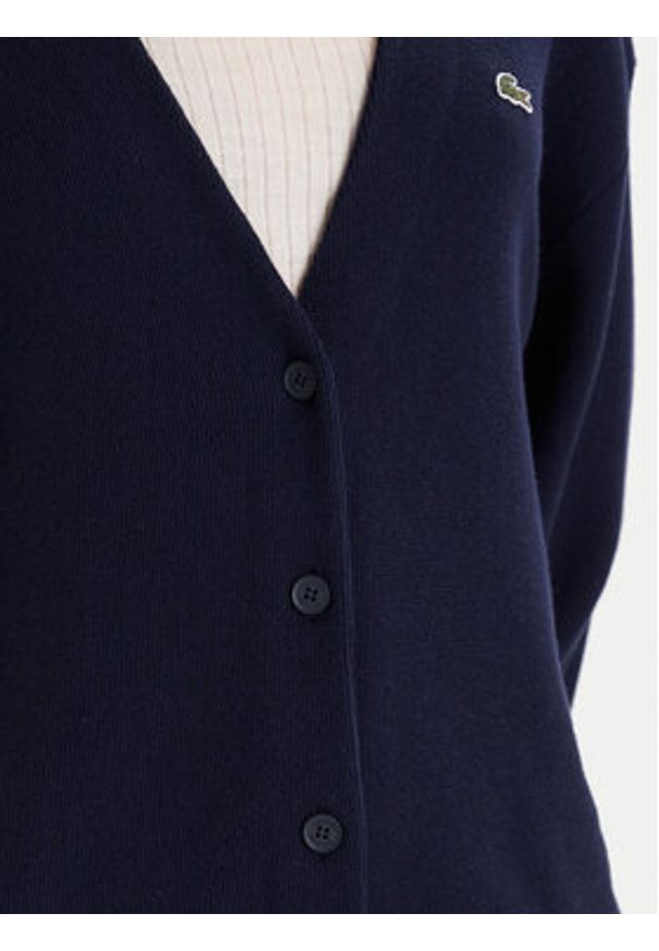 Lacoste Kardigan AF4143 Granatowy Regular Fit. Kolor: niebieski. Materiał: bawełna