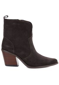 Big-Star - Skórzane botki damskie wiosenne kowbojki brązowe Big Star TT274956. Kolor: brązowy. Materiał: skóra. Szerokość cholewki: normalna. Sezon: wiosna #1