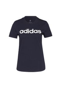 Adidas - T-shirt damski z logo adidas Essentials. Kolor: niebieski, wielokolorowy, biały. Sport: taniec, joga i pilates
