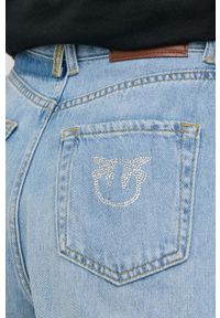 Pinko szorty jeansowe bawełniane damskie kolor niebieski gładkie high waist. Stan: podwyższony. Kolor: niebieski. Materiał: bawełna, jeans. Wzór: gładki #2