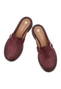 Klapki damskie Armodo, skórzana cholewka naturalna wsuwana konstrukcja z subtelną klamrą odkryta pięta niski stabilny obcas wygodne codzienne wykończ. Okazja: na co dzień. Kolor: fioletowy. Materiał: skóra. Obcas: na obcasie. Styl: casual. Wysokość obcasa: niski #2