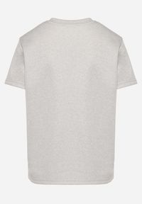 Born2be - Jasnoszary T-shirt o Klasycznym Kroju z Ozdobnym Haftem Galerrena. Okazja: na co dzień, na spotkanie biznesowe, do pracy. Kolor: szary. Materiał: jeans. Wzór: haft. Styl: klasyczny #5