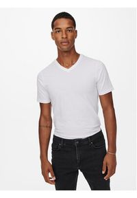 Only & Sons Komplet 2 t-shirtów Basic 22021926 Biały Slim Fit. Kolor: biały. Materiał: bawełna