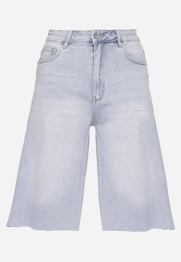Born2be - Jasnoniebieskie Szorty Bawełniane Bermudy Jeansowe z Wyższym Stanem Tenacea. Okazja: na co dzień. Stan: podwyższony. Kolor: niebieski. Materiał: bawełna, jeans. Styl: elegancki, casual