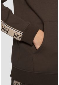 Guess - GUESS Brązowa męska rozpinana bluza z lampasami Mickey. Kolor: brązowy