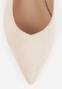 Renee - Beżowe Sandały Slingback Vices z Wkładką ze Skóry Naturalnej Annisae. Okazja: na spotkanie biznesowe. Zapięcie: sprzączka. Kolor: beżowy. Materiał: skóra. Obcas: na obcasie. Styl: biznesowy, elegancki, klasyczny. Wysokość obcasa: niski #9