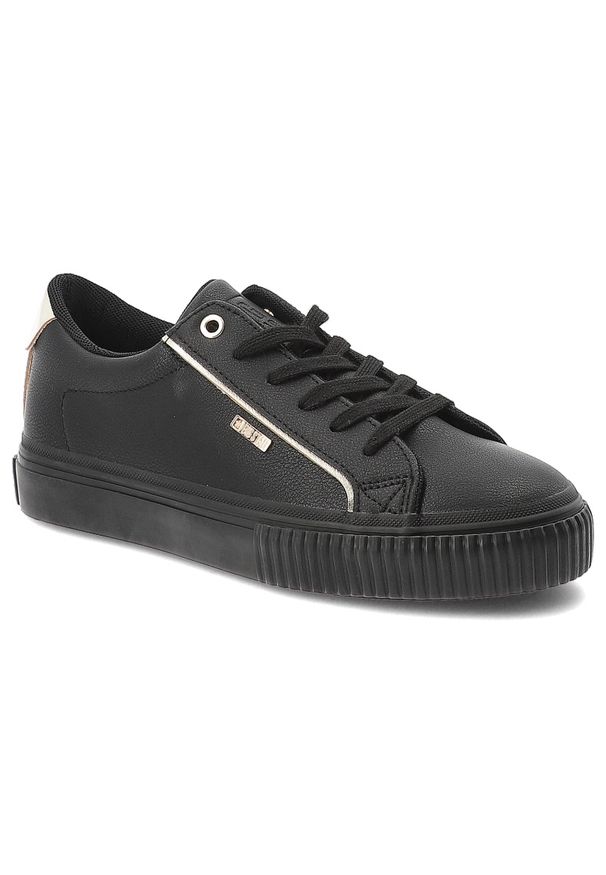 Big-Star - Czarne Sneakersy Big Star Modne Obuwie Damskie. Okazja: na co dzień. Zapięcie: sznurówki. Kolor: czarny. Materiał: materiał