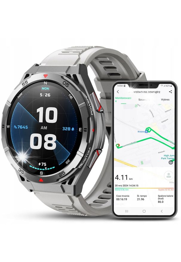 Smartwatch JG Smart SMARTWATCH MĘSKI GPS ZEGAREK WODOODPORNY KOMPAS AMOLED BAROMETR ROZMOWY PL. Rodzaj zegarka: smartwatch