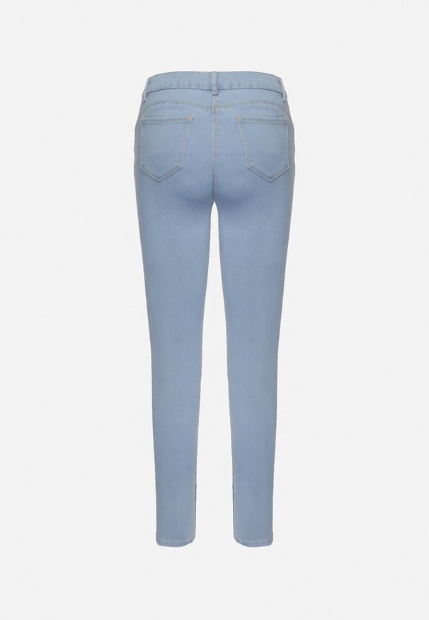 Born2be - Niebieskie Skinny Jeansy z Wysokim Stanem i Dziurami Lainera. Okazja: na co dzień. Stan: podwyższony. Kolor: niebieski. Styl: casual, elegancki