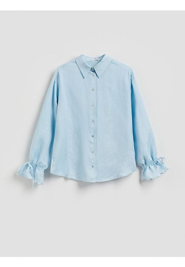 Reserved - Koszula z lnem - jasnoniebieski. Kolor: niebieski. Materiał: len
