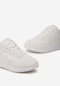 Born2be - Białe Sneakersy Nireval. Zapięcie: sznurówki. Kolor: biały. Materiał: materiał, syntetyk, dresówka, nubuk. Szerokość cholewki: normalna. Wzór: aplikacja. Obcas: na płaskiej podeszwie