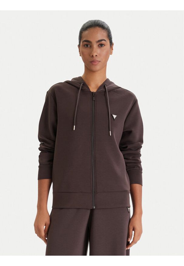 Guess Bluza V4YQ06 KCAY2 Brązowy Regular Fit. Kolor: brązowy. Materiał: syntetyk