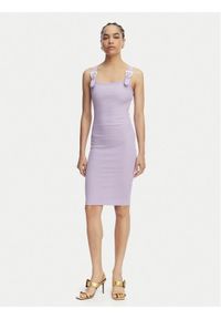 Versace Jeans Sukienka codzienna 80HAO943 J0198 Fioletowy Slim Fit. Okazja: na co dzień. Kolor: fioletowy. Materiał: bawełna. Typ sukienki: proste. Styl: casual #1