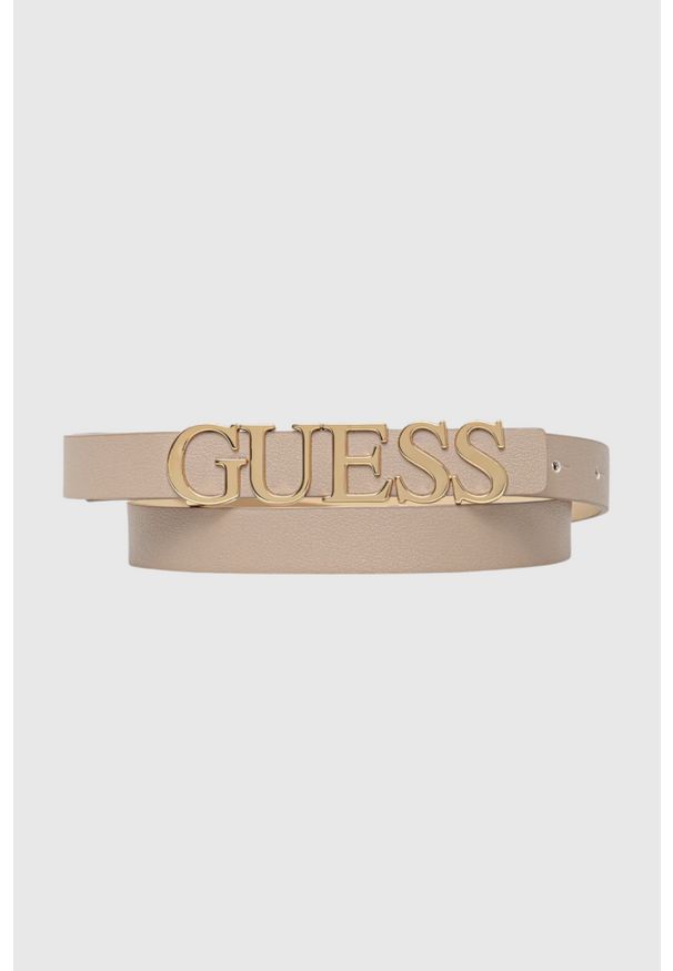 Guess - GUESS Beżowy pasek damski Mimina H20. Kolor: beżowy