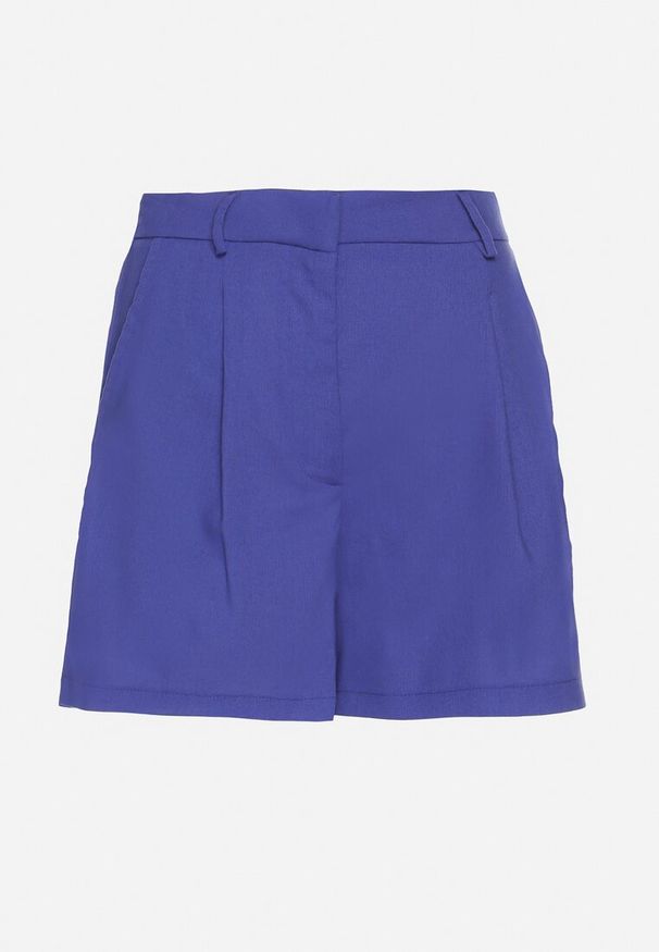 Born2be - Niebieskie Klasyczne Szorty z Bawełną i Wysokim Stanem Sepellira. Okazja: na co dzień. Stan: podwyższony. Kolor: niebieski. Materiał: bawełna. Długość: krótkie. Sezon: lato. Styl: klasyczny