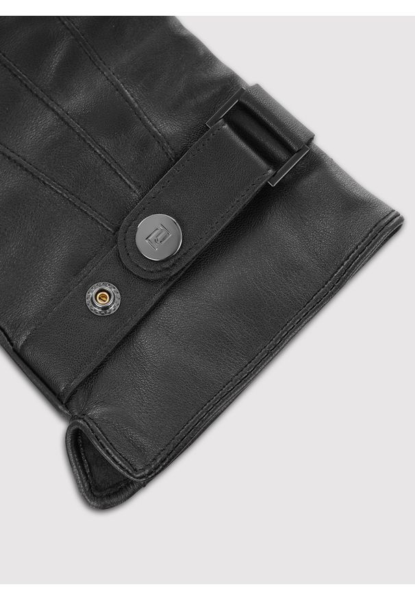 Pako Lorente - PAKO LORENTE - Czarne rękawiczki męskie z regulacją. Kolor: czarny. Materiał: poliester, skóra