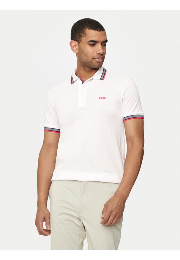 BOSS - Boss Polo Paddy 50469055 Biały Regular Fit. Typ kołnierza: polo. Kolor: biały. Materiał: bawełna