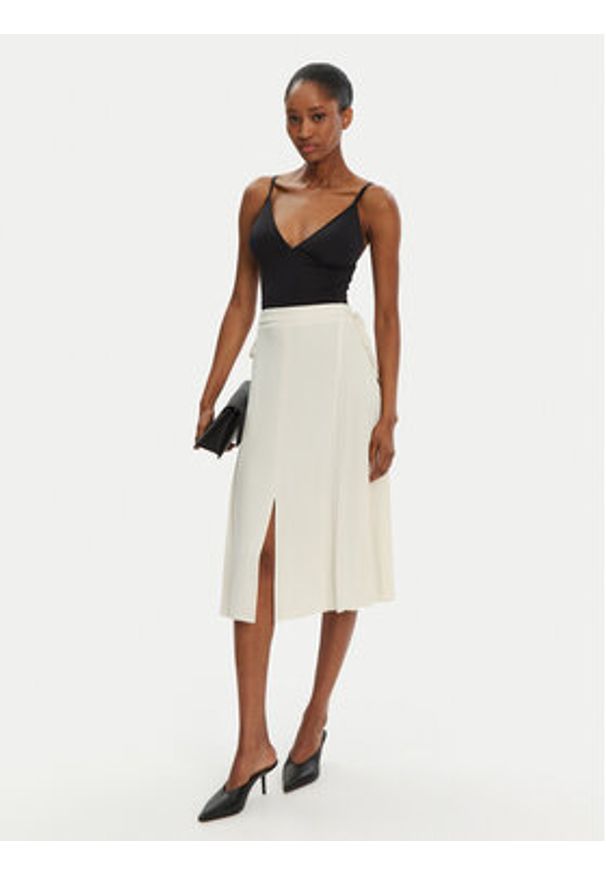 Rinascimento Spódnica midi CFC0122491003 Écru Regular Fit. Materiał: syntetyk