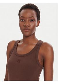 Hugo - HUGO Top Datamia 50514489 Brązowy Slim Fit. Kolor: brązowy. Materiał: bawełna