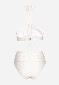 Born2be - Białe Bikini 2-Częściowe Stanik Wiązany na Szyi Figi z Podwyższonym Stanem Tegelia. Stan: podwyższony. Kolor: biały. Wzór: aplikacja #3