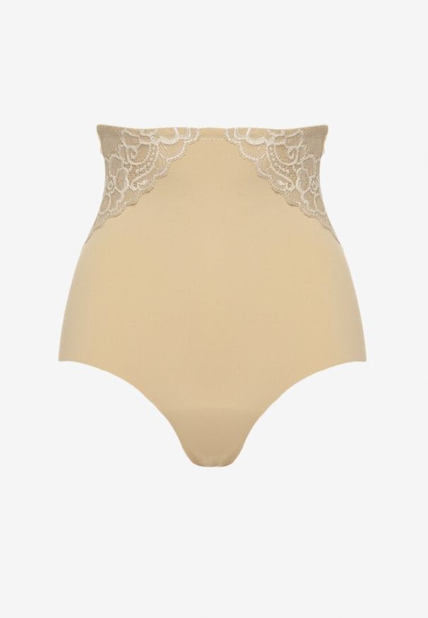 Renee - Beżowe Majtki Modelujące High Waist Savirolle. Stan: podwyższony. Kolor: beżowy. Materiał: jeans