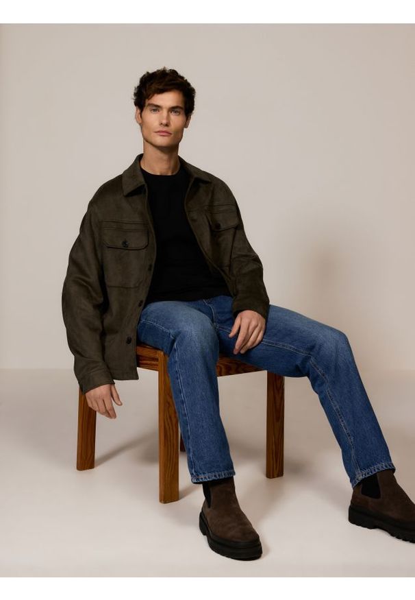 Reserved - Longsleeve regular z przeszyciami - ciemnoszary. Kolor: szary. Materiał: bawełna. Długość rękawa: długi rękaw