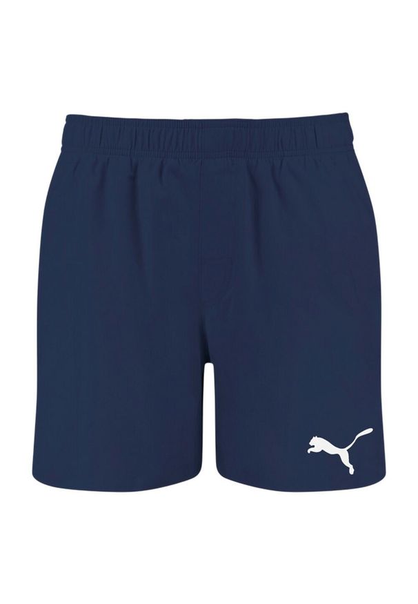 Puma - Męskie Spodenki Kąpielowe Średniej Długości Z Logo. Kolor: niebieski. Styl: sportowy