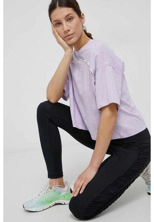 Reebok - Legginsy. Kolor: czarny. Materiał: dzianina, skóra