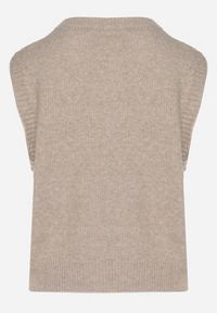 Born2be - Beżowa Rozpinana Kamizelka z Wełną Eravina. Okazja: na co dzień. Kolor: beżowy. Materiał: wełna. Styl: klasyczny, elegancki, casual