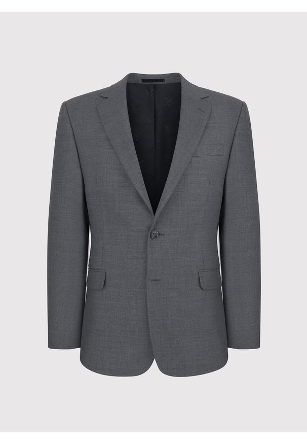 Pako Lorente - PAKO LORENTE – Szara wełniana marynarka garniturowa. Okazja: na ślub cywilny, na wesele. Kolor: szary. Materiał: wełna. Wzór: gładki